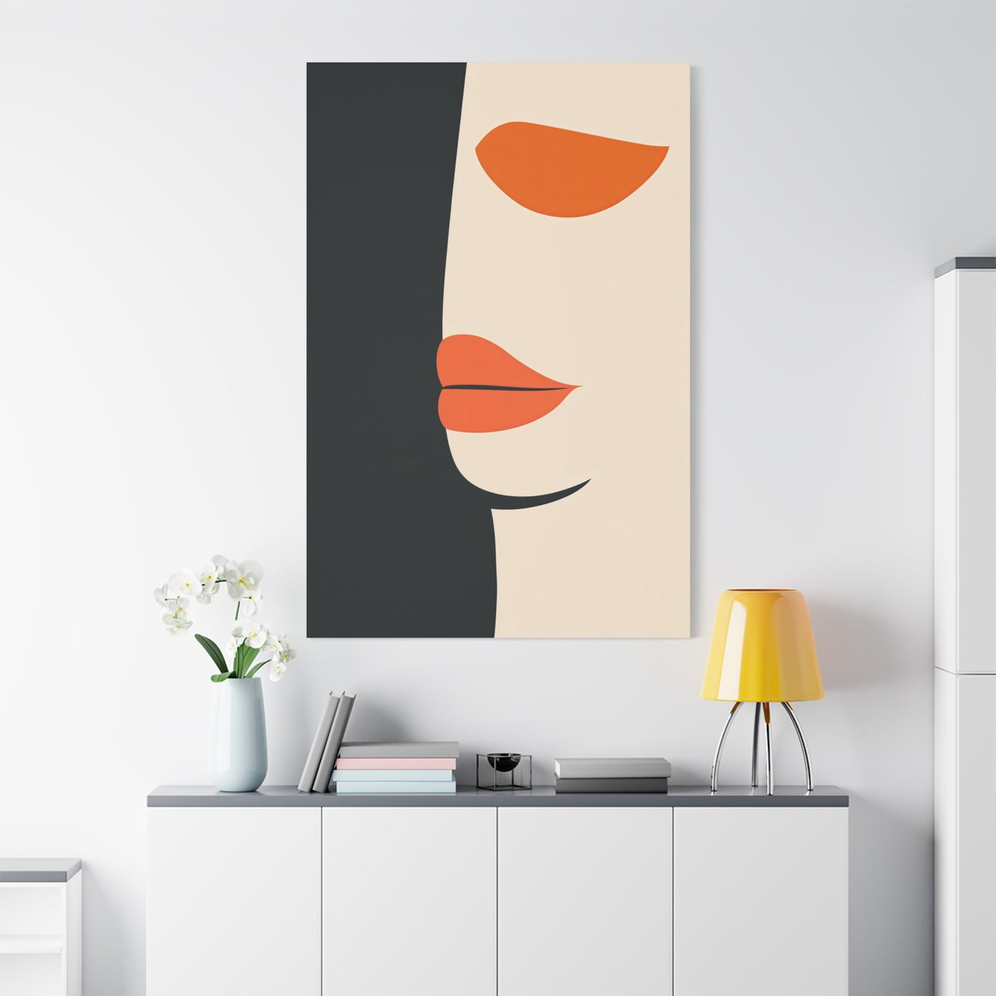 Minimalist Abstract Face Canvas – Modern Art in Bold Colors