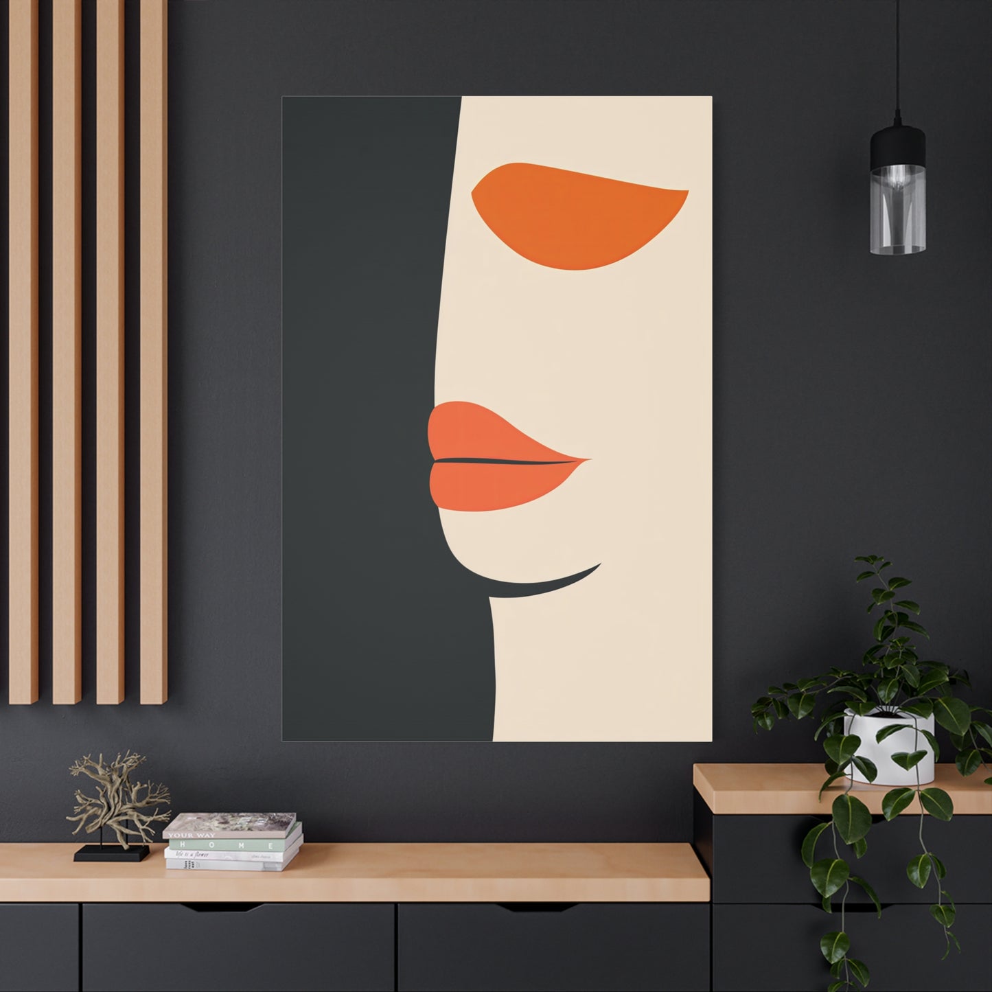 Minimalist Abstract Face Canvas – Modern Art in Bold Colors