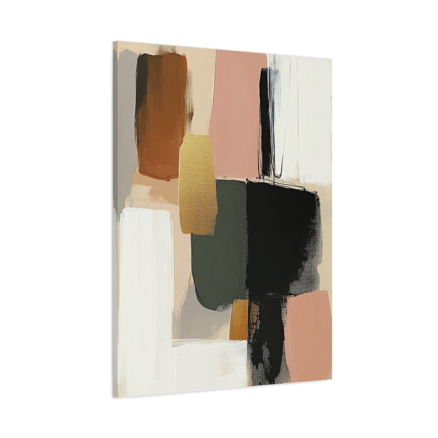 Modern abstract canvas – earthy tones with gold accents | Minimalist wall art