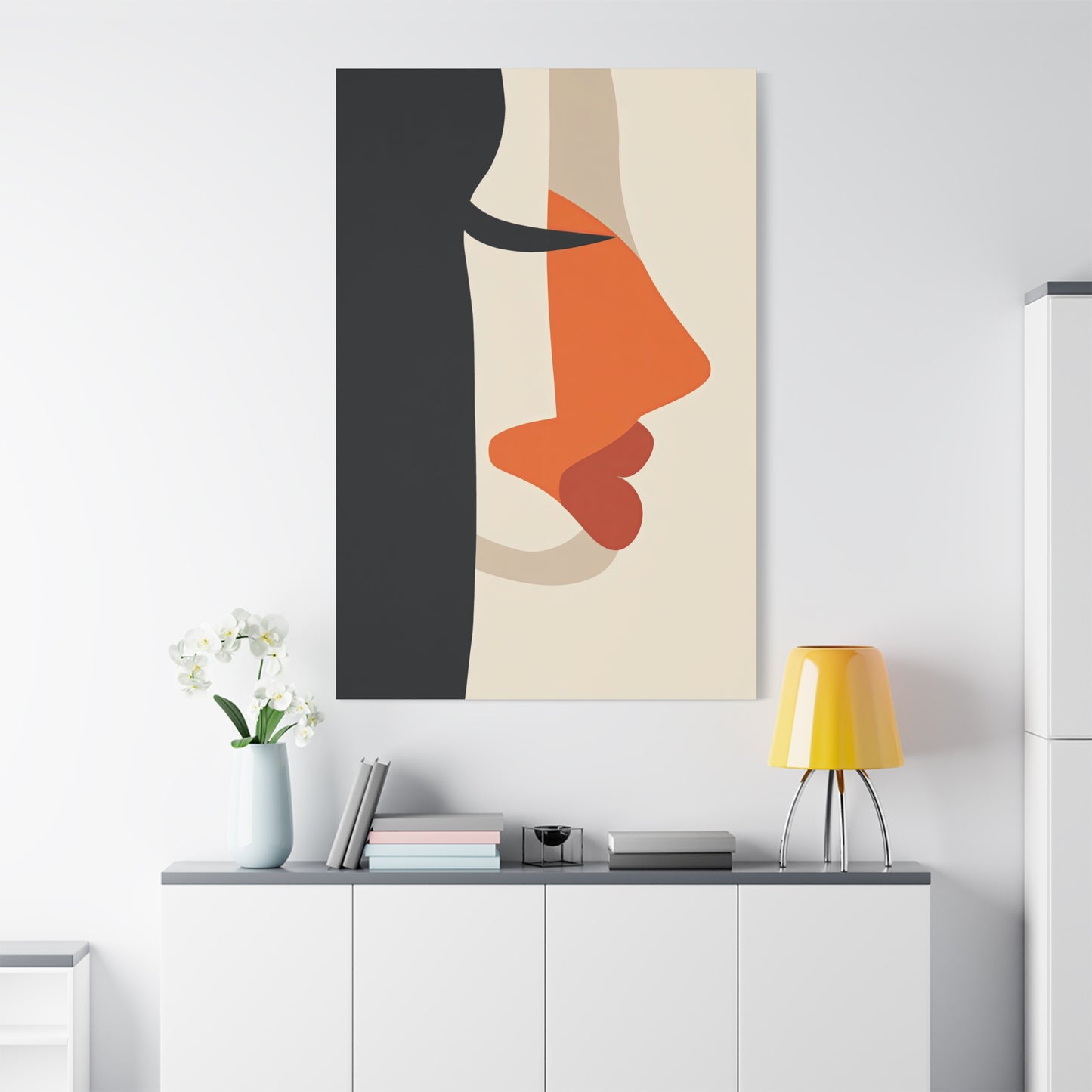 Minimalist Abstract Canvas Print – Bold Geometric Face Art