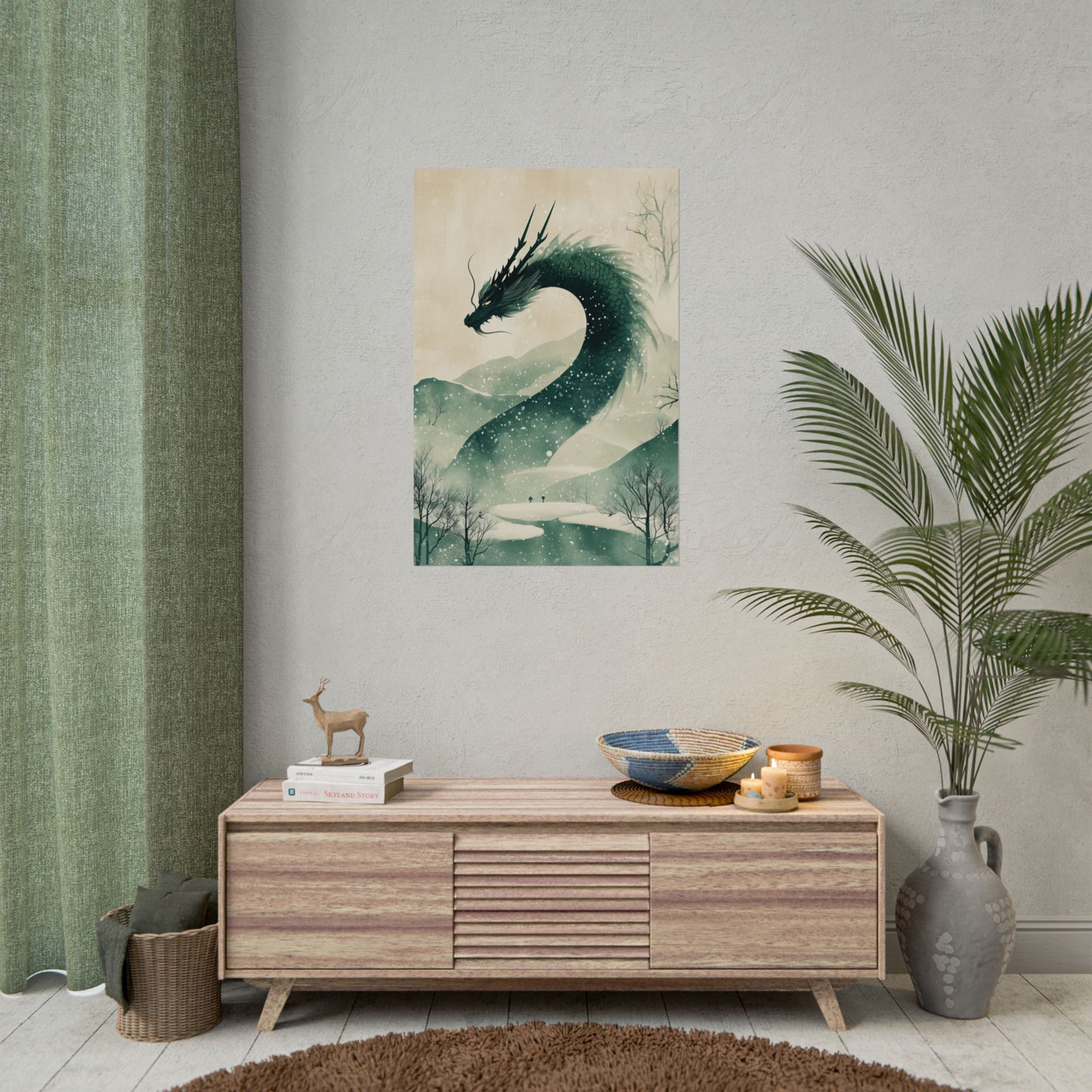 Japandi Wall Art Poster Serene Dragon Dance (20027)
