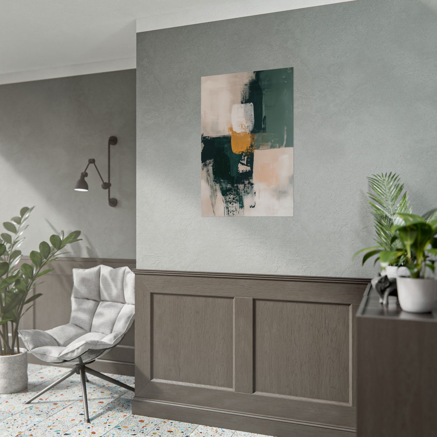 Modern Abstract Wall Art Poster – Textured Brushstroke Composition (20012)