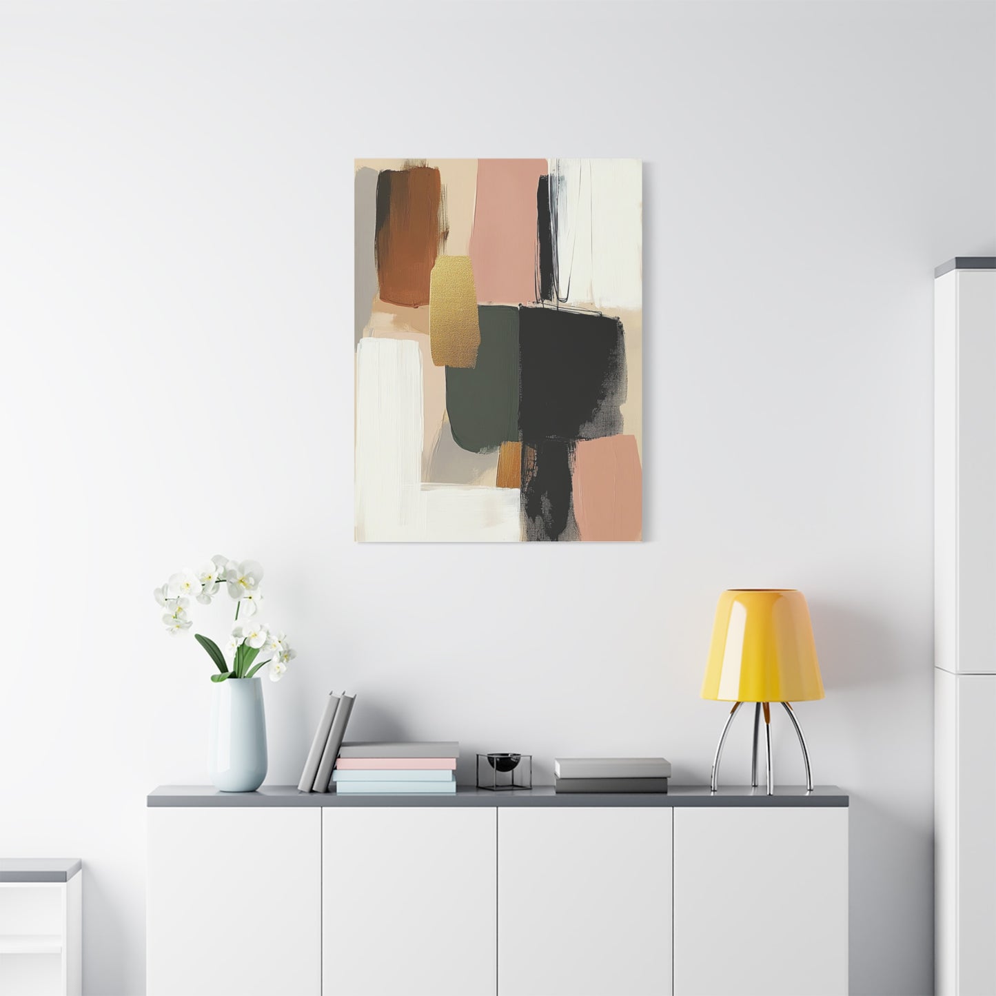 Modern abstract canvas – earthy tones with gold accents | Minimalist wall art