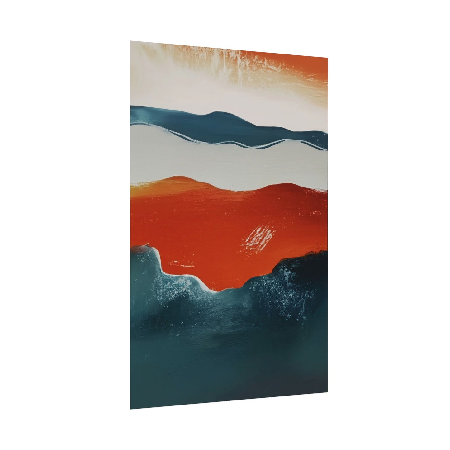 Minimalist Abstract Landscape Poster – Bold Orange & Deep Blue (20011)