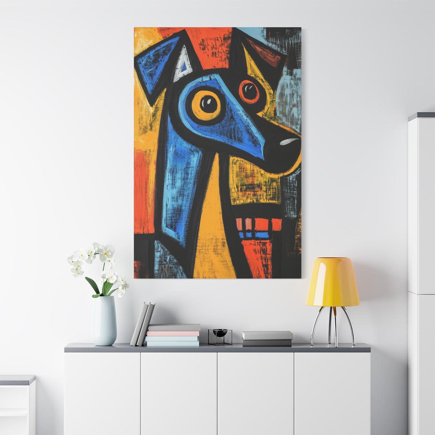 Pablo Picasso-Inspired Cubist Dog Canvas – Bold Abstract Geometric Art