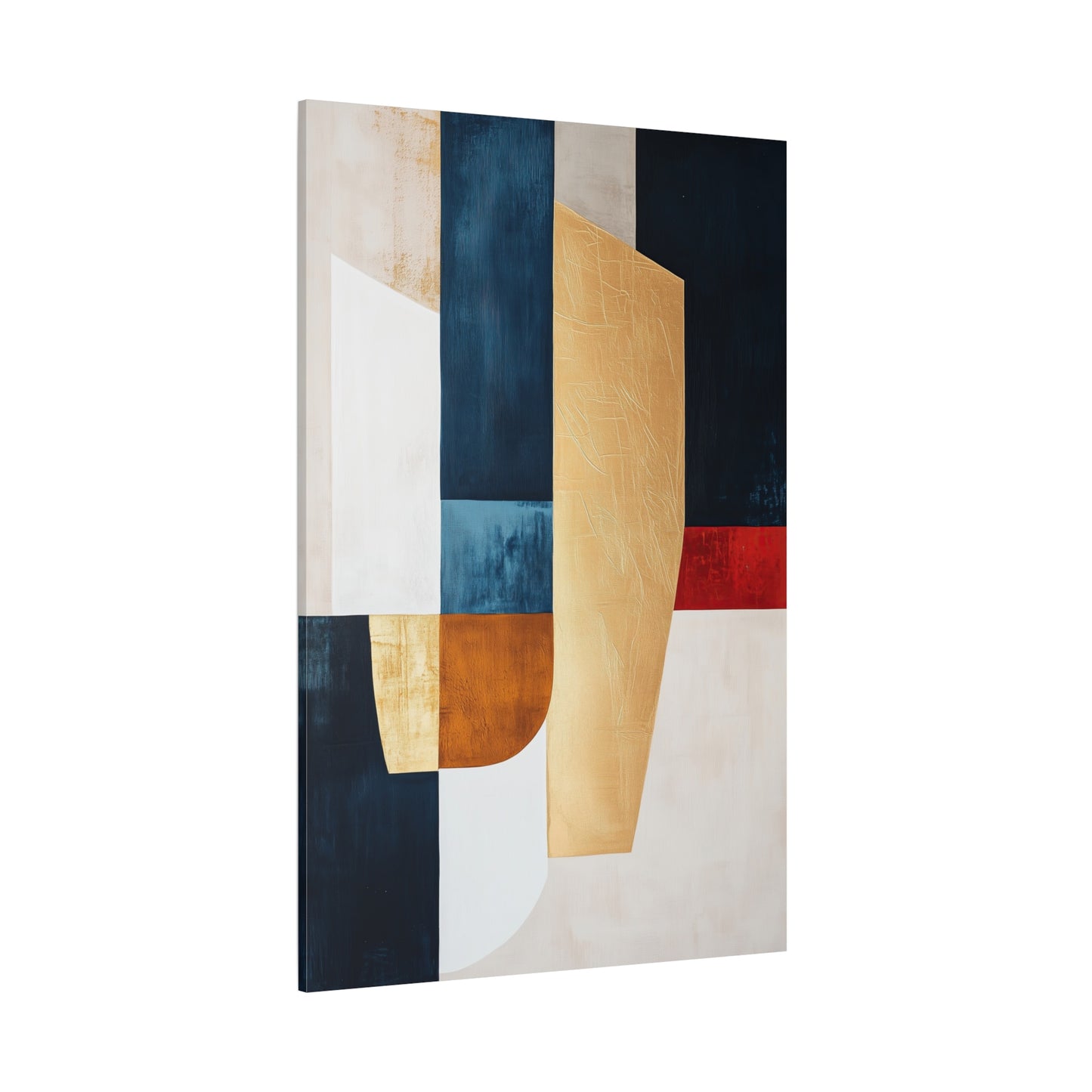Modern Geometric Abstract Canvas – Elegant Gold, Navy & White Art