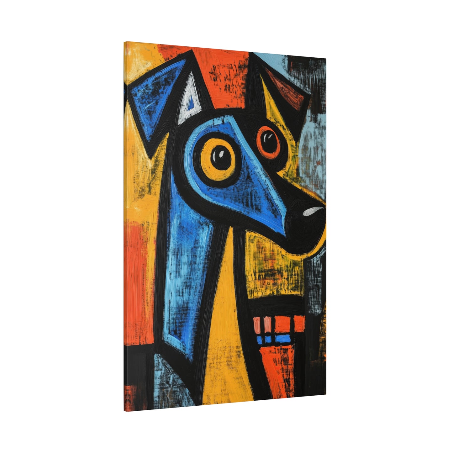 Pablo Picasso-Inspired Cubist Dog Canvas – Bold Abstract Geometric Art