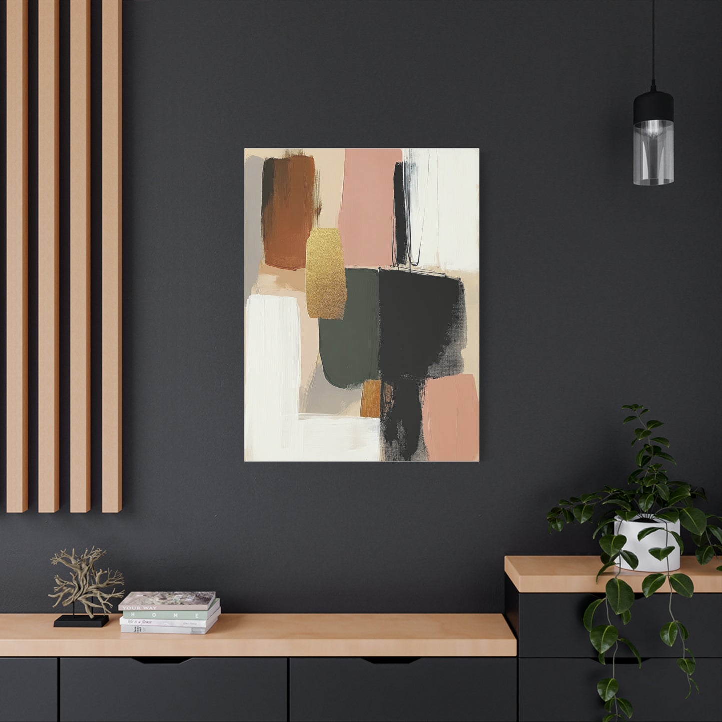 Modern abstract canvas – earthy tones with gold accents | Minimalist wall art