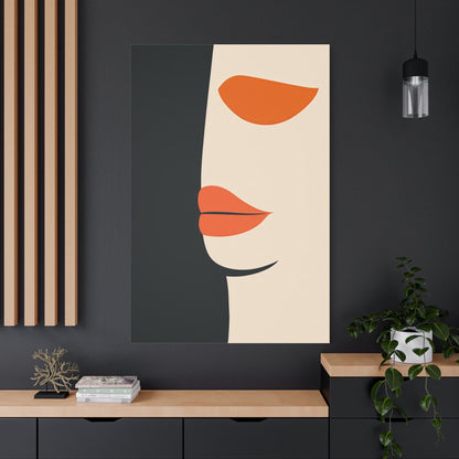 Minimalist Abstract Face Canvas – Modern Art in Bold Colors