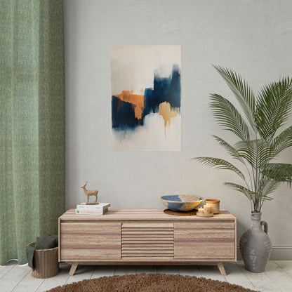 Modern Abstract Wall Art Poster – Bold Blue & Warm Earth Tones (20013)