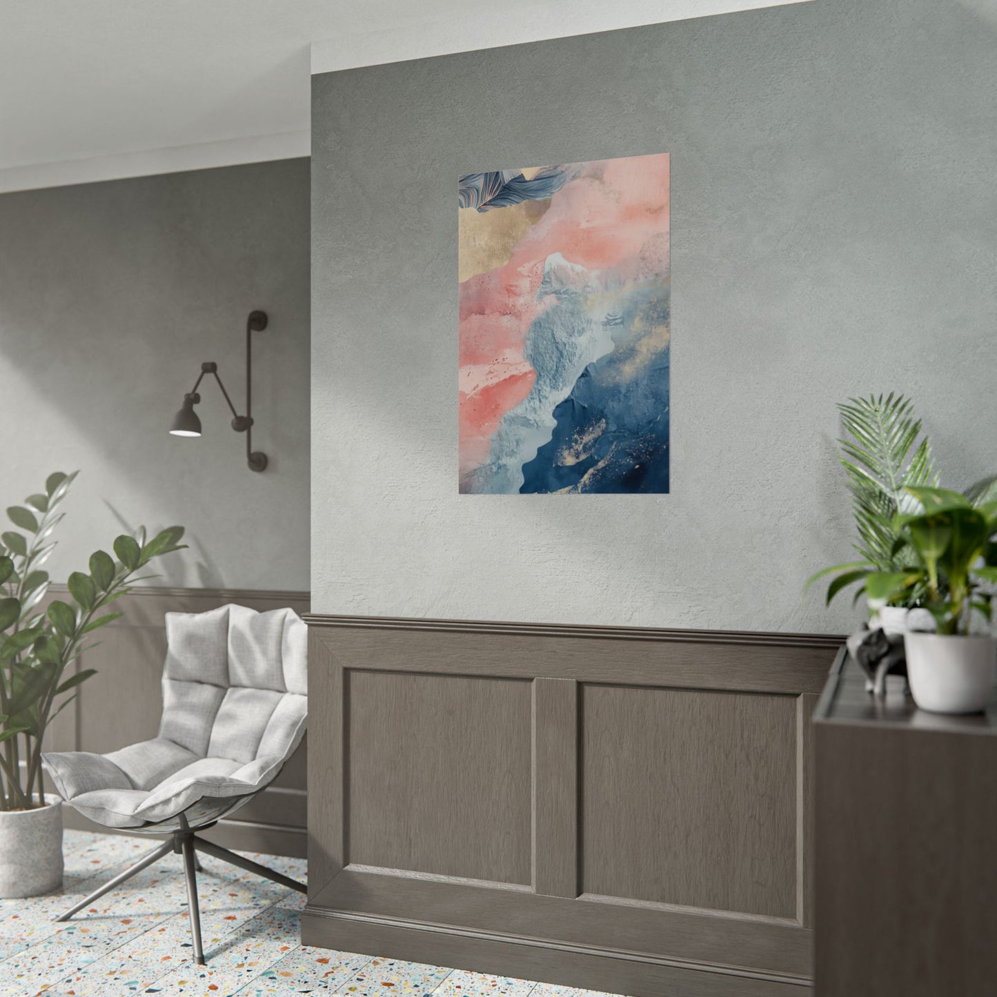 Abstract Wall Art Poster Dreamy Beach Embrace in Pastel Serenity (20018)