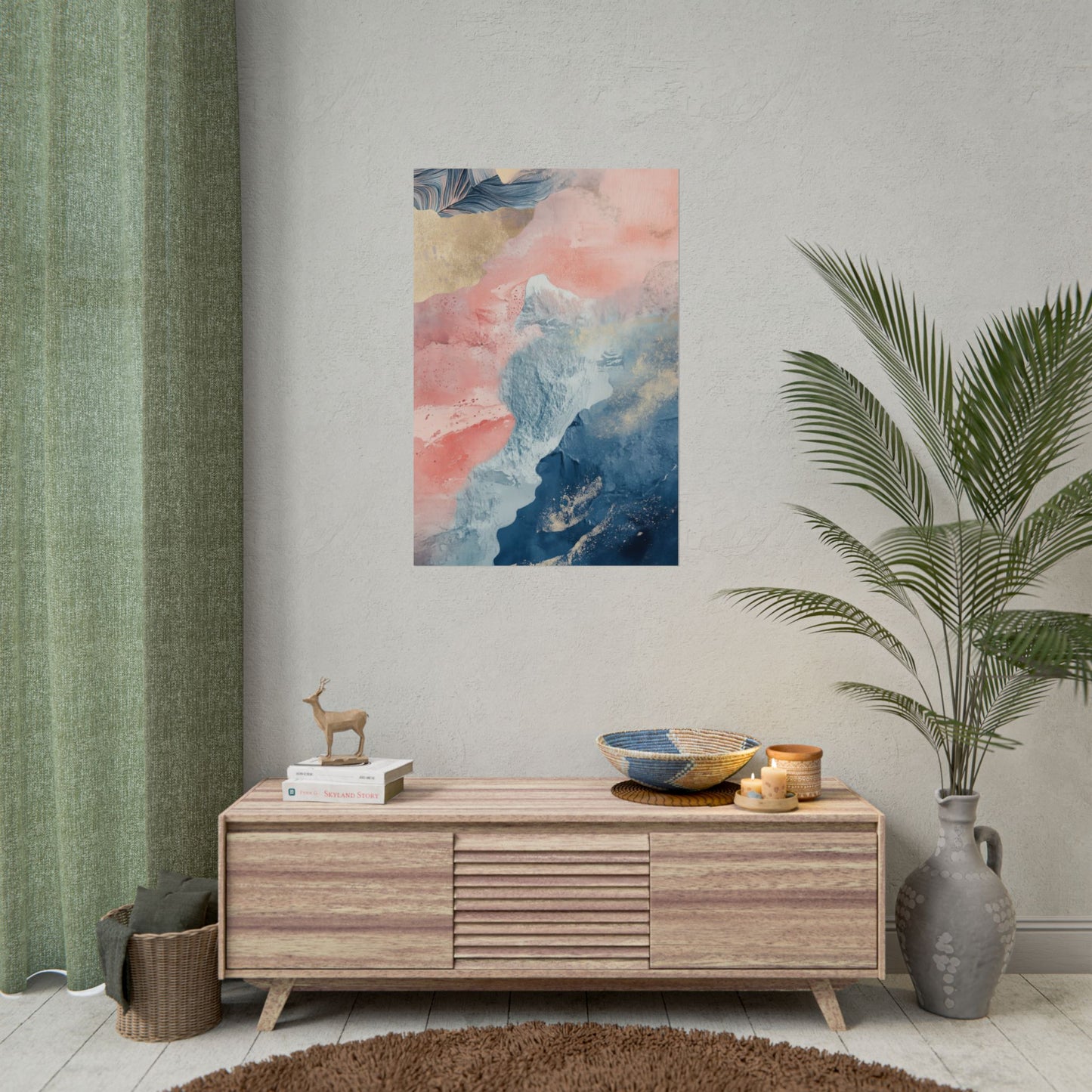 Abstract Wall Art Poster Dreamy Beach Embrace in Pastel Serenity (20018)