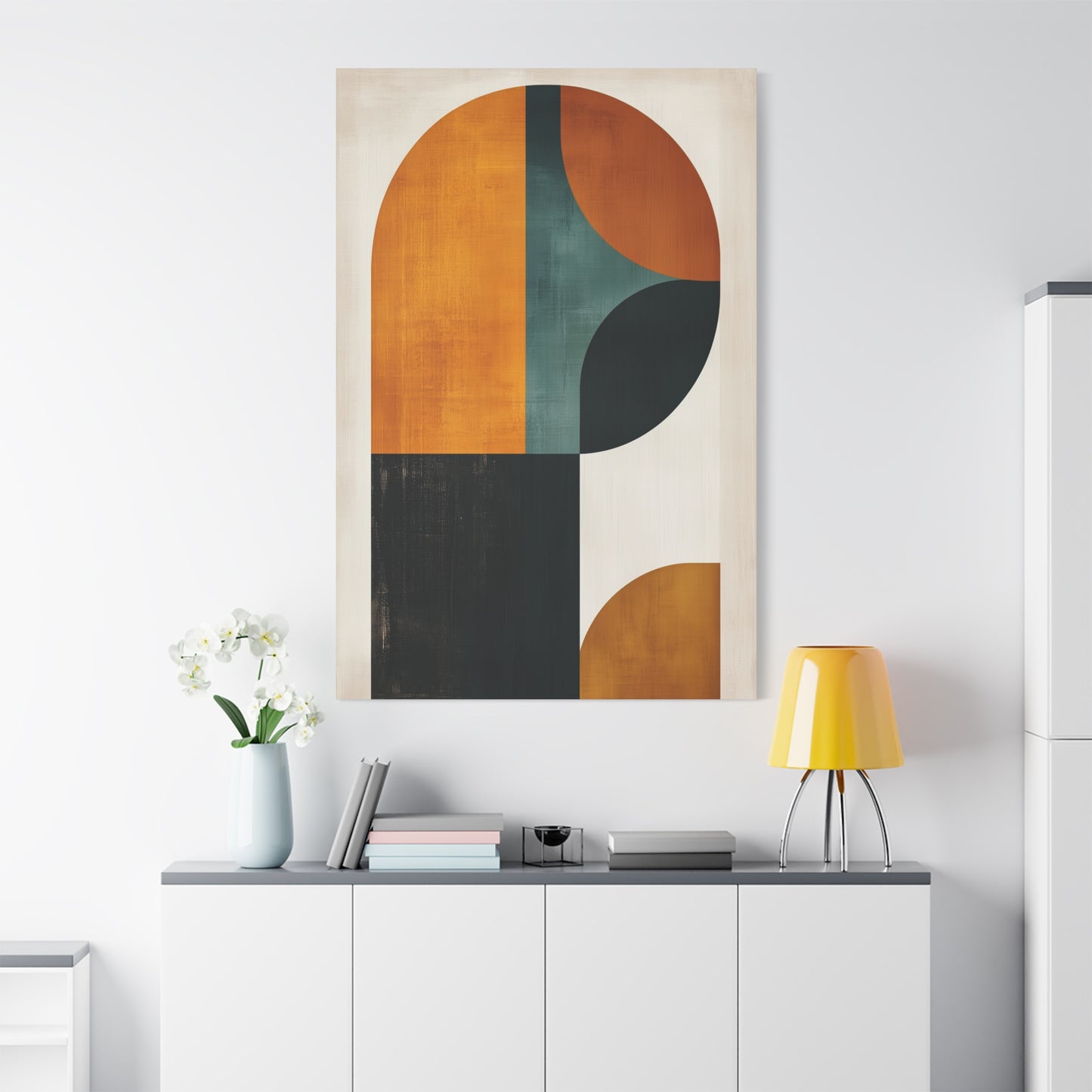 Mid-Century Modern Art Print – Geometric Retro Wall Decor Canvas (20003)
