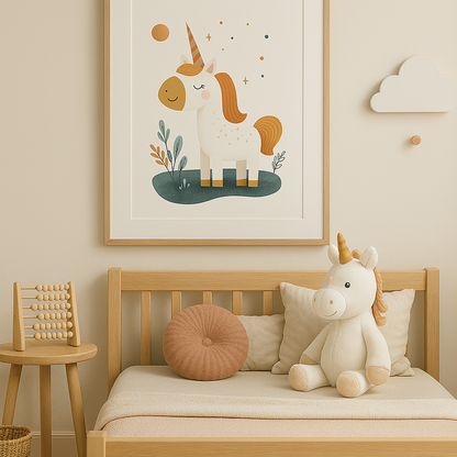 Kids Wall Art Fine Art Poster Whimsical Unicorn Dreams (20114)